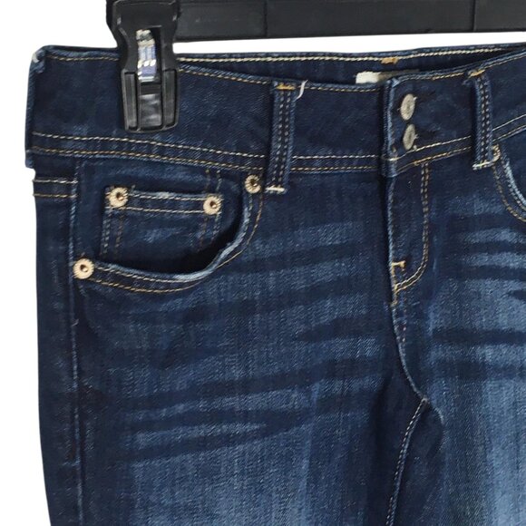 Aeropostale Jeans Womens 1/2 Regular Blue Dark Wash Hailey Flare Stretch Denim - Picture 3 of 16
